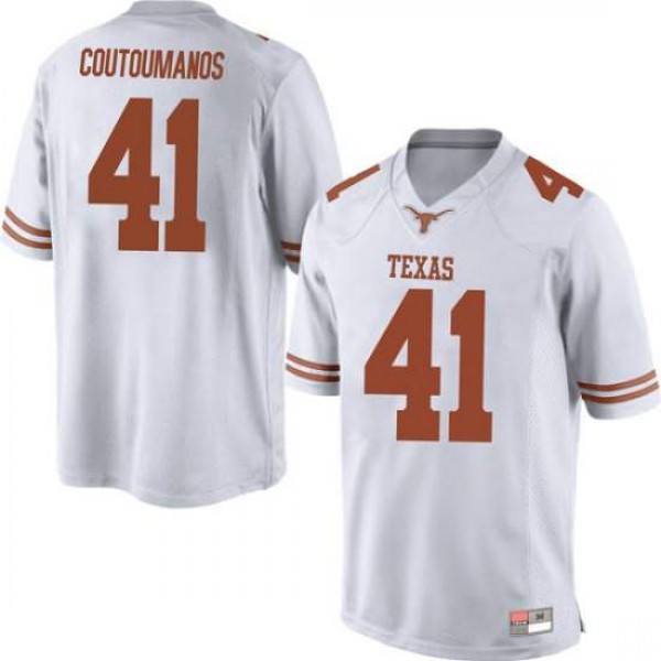 Men's University of Texas #41 Hank Coutoumanos Game Stitch Jersey White